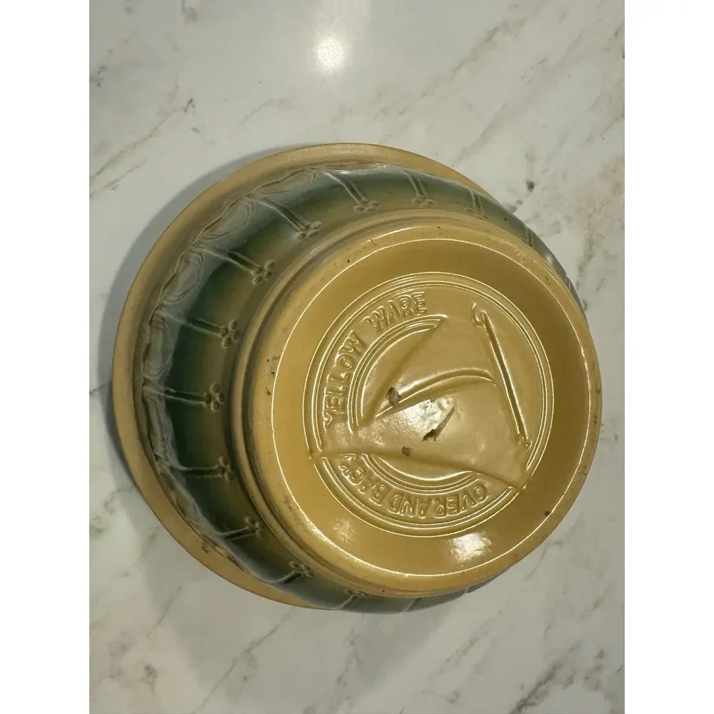 Over and Back Yellow Ware Large Mixing Bowl 10.5